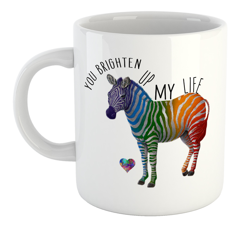 You Brighten Up My Life Colourful Zebra Mug