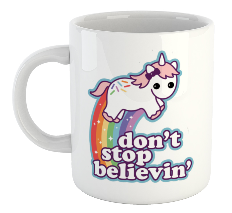 Don't Stop Believin' Unicorn Mug