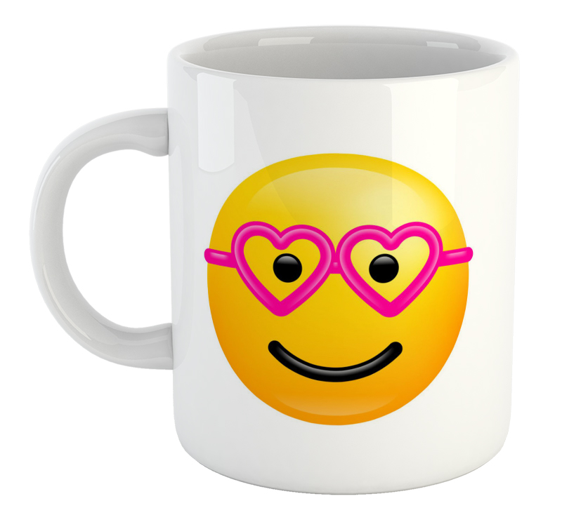 Heart Shaped Glasses Emoji Mug