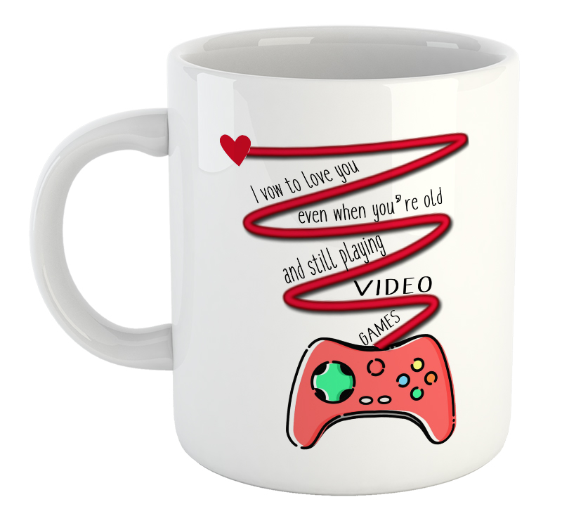 I Vow To Love You Even When You're Old And Still Playing Video Games Valentine's Day Mug