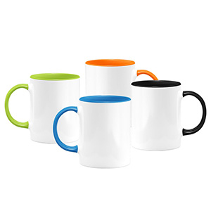 White Ceramic Mug Coloured Interior and Handle