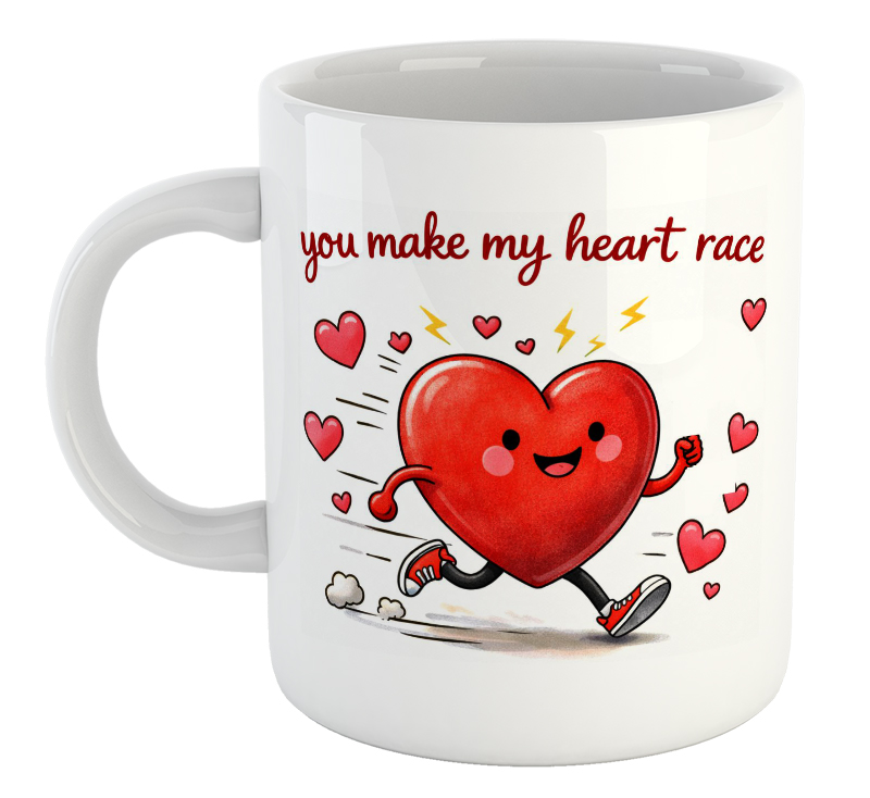 You Make My Heart Race Valentine's Day Mug